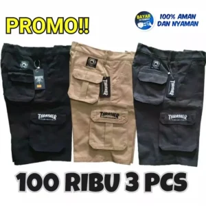 Paket 3 Celana Cargo Pendek Pria Harga 100 Ribu