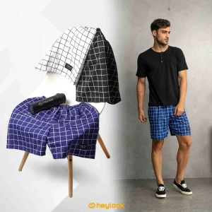 HEYLOOK SQUARE Short Pants – Motif Kotak Stylish & Nyaman
