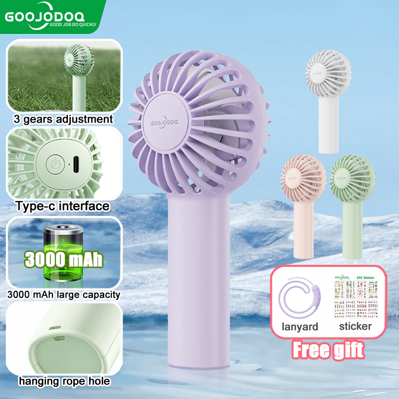 Goojodoq 3000mAh KIPAS ANGIN MINI GENGGAM Cute