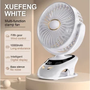 Kipas Angin Meja Mini Jepit Portable LED Display