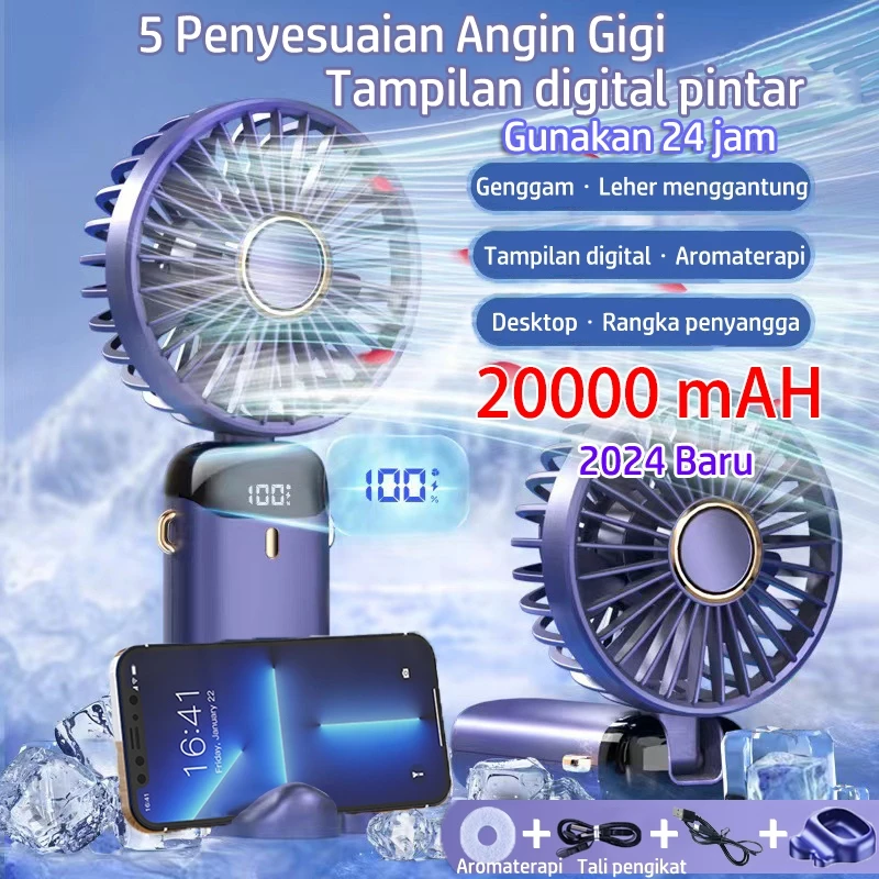 Kipas Angin Mini Portable Usb 20000 mAh Kipas Lipat