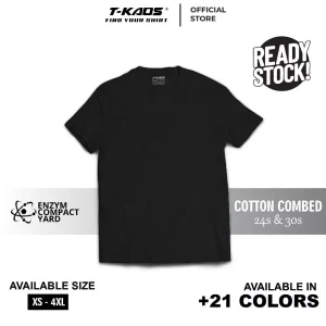 Kaos Polos Unisex Cotton Combed 30s XS–L Nyaman
