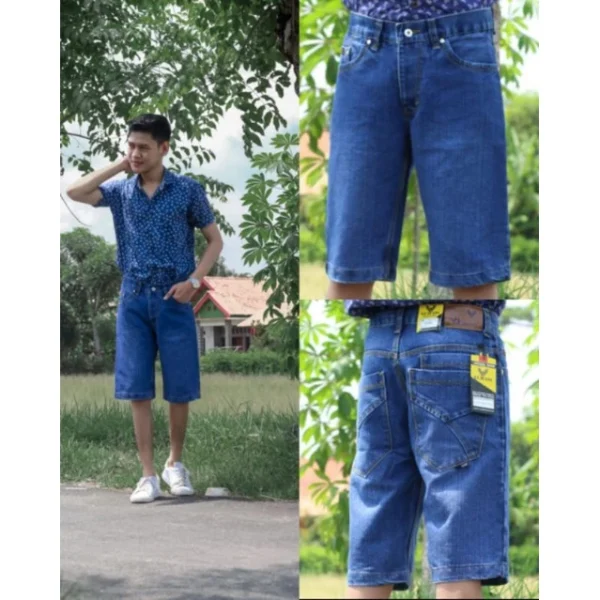 Celana Pendek Jeans Pria Kancing Distro Original