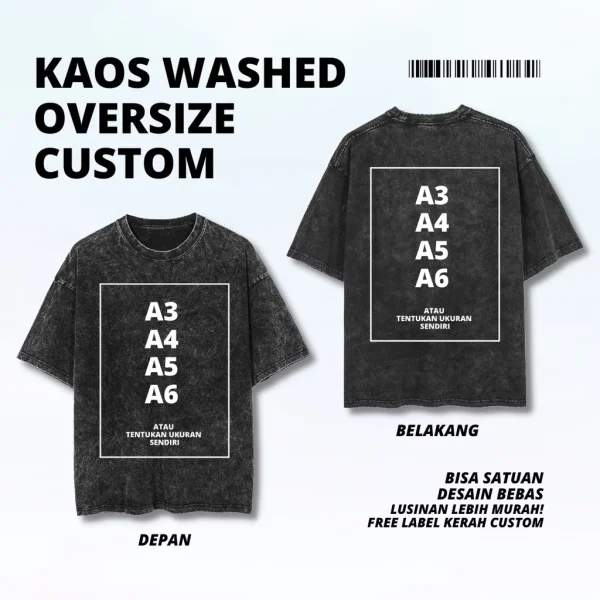 Kaos Oversize Washed Custom Sablon Satuan DTF  kaos custo – ShopperGal